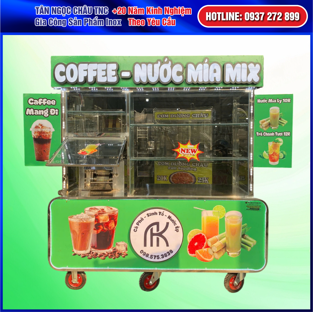 Xe Nước Ép Sinh Tố Trái Cây Chữ Nổi Kết Hợp Đèn Led Siêu Sáng 2025
